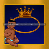 Sweet Baby Boy In Gold Frame With Crown JPG PNG  Clipart Cricut Silhouette Cut Cutting