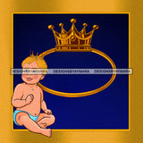 Sweet Baby Boy In Gold Frame With Crown JPG PNG  Clipart Cricut Silhouette Cut Cutting