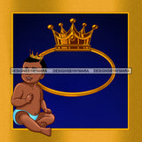 Sweet Baby Boy In Gold Frame With Crown JPG PNG  Clipart Cricut Silhouette Cut Cutting