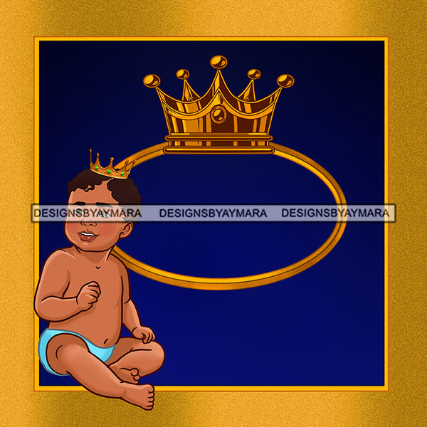 Sweet Baby Boy In Gold Frame With Crown JPG PNG  Clipart Cricut Silhouette Cut Cutting