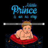 A Little Prince Is On His Way Gold Crown On Red Pillow  JPG PNG  Clipart Cricut Silhouette Cut Cutting