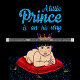 A Little Prince Is On His Way Gold Crown On Red Pillow  JPG PNG  Clipart Cricut Silhouette Cut Cutting