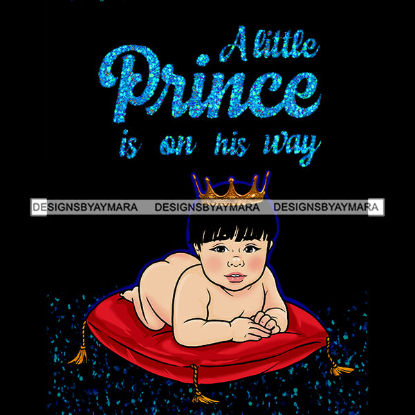 A Little Prince Is On His Way Gold Crown On Red Pillow  JPG PNG  Clipart Cricut Silhouette Cut Cutting