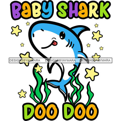 Cute Baby Shark Loving Family Celebration Happiness Fish Water Ocean SVG JPG PNG Vector Clipart Cricut Silhouette Cut Cutting