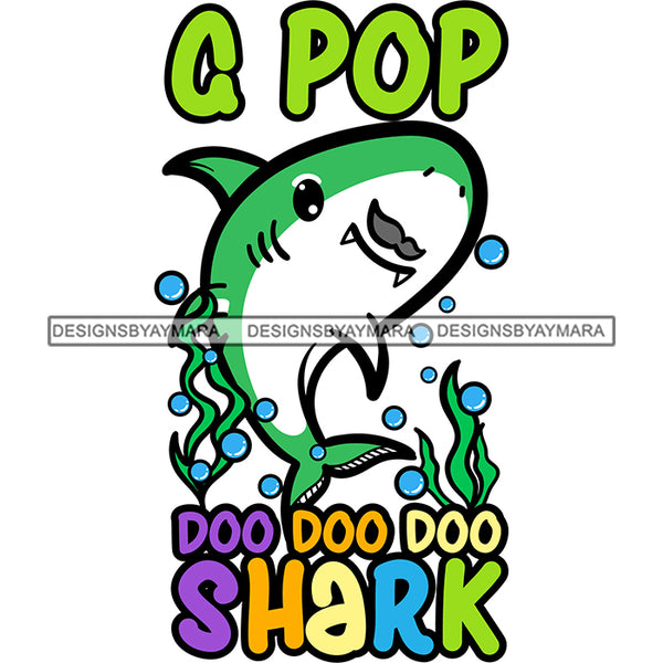 Cute G Pop Shark Loving Family Celebration Happiness Fish Water Ocean SVG JPG PNG Vector Clipart Cricut Silhouette Cut Cutting