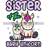 Cute Sister Baby Unicorns Together Family Celebration Happiness Fantasy Fairytale SVG JPG PNG Vector Clipart Cricut Silhouette Cut Cutting