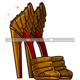 Stepping Gold High Heels Shoes JPG PNG  Clipart Cricut Silhouette Cut Cutting