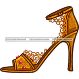 Stepping On Fire Gold Lace High Heels Shoes JPG PNG  Clipart Cricut Silhouette Cut Cutting