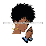 Afro Beautiful Black Woman Praying Melanin Queen SVG Cutting Files For Silhouette Cricut and More