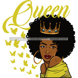 Queen With Afro Wearing Her Crown SVG JPG PNG Vector Clipart Cricut Silhouette Cut Cutting