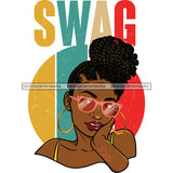 Swag Queen In Braids And Sunglasses  SVG JPG PNG Vector Clipart Cricut Silhouette Cut Cutting