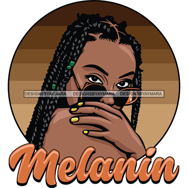 Beautiful Melanin Girl Sunglasses Bamboo Hoop Earrings Long Braided Hairstyle Logo SVG JPG PNG Vector Clipart Cricut Silhouette Cut Cutting