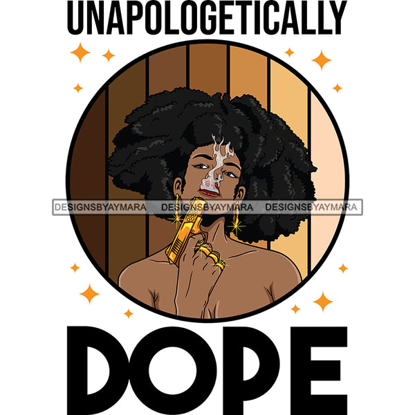 Beautiful Melanin Girl Gun Bamboo Hoop Earrings Puffy Afro Hairstyle Logo SVG JPG PNG Vector Clipart Cricut Silhouette Cut Cutting