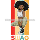 Beautiful Melanin Girl Bamboo Hoop Earrings Puffy Afro Hairstyle Logo SVG JPG PNG Vector Clipart Cricut Silhouette Cut Cutting