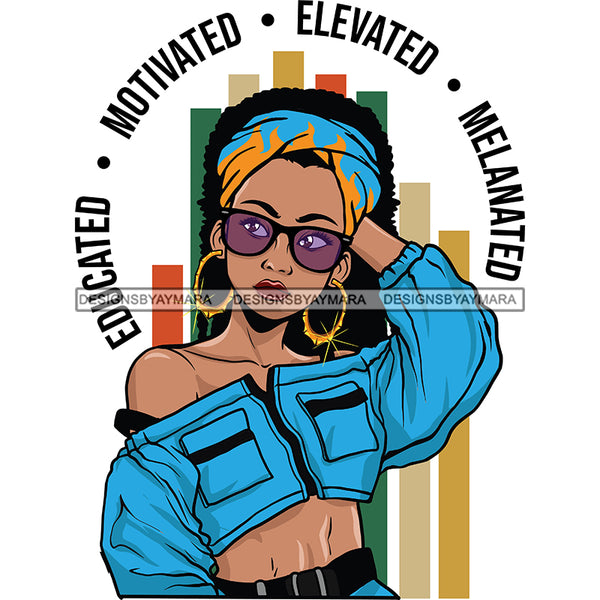 Educated Motivated Elevated Melanated SVG JPG PNG Vector Clipart Cricut Silhouette Cut Cutting1