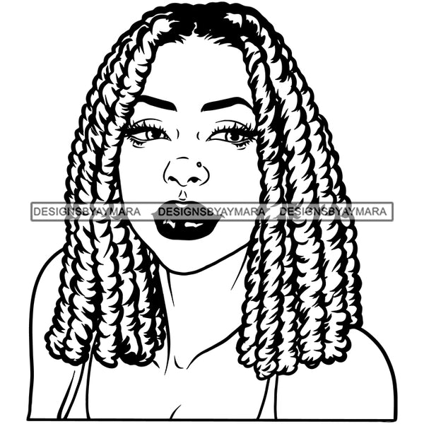 Woman Melanin Nubian Dreads Locs Hairstyle Black Girl Magic SVG JPG PNG Vector Clipart Cricut Silhouette Cut Cutting