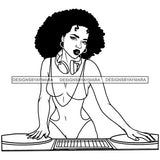 DJ Woman Music Disc Scratching Night Club Melanin Nubian Black Girl Magic SVG JPG PNG Vector Clipart Cricut Silhouette Cut Cutting