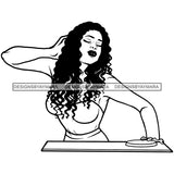 DJ Woman Music Disc Scratching Night Club Melanin Nubian Black Girl Magic SVG JPG PNG Vector Clipart Cricut Silhouette Cut Cutting