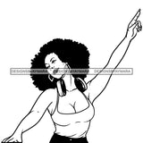 DJ Woman Music Headphones Melanin Nubian Afro Hairstyle Black Girl Magic SVG JPG PNG Vector Clipart Cricut Silhouette Cut Cutting