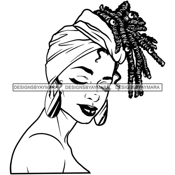 Woman Dreads Locs Locks Bun Sisterlocks Hairstyle Head Wrap Melanin Nubian Hairstyle Black Girl Magic SVG JPG PNG Vector Clipart Cricut Silhouette Cut Cutting