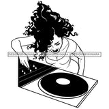DJ Woman Disc Music Scratching Melanin Nubian Black Girl Magic SVG JPG PNG Vector Clipart Cricut Silhouette Cut Cutting