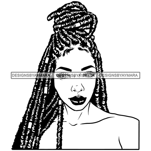 Woman Dreads Locs Locks Bun Sisterlocks Hairstyle Head Wrap Melanin Nubian Hairstyle Black Girl Magic SVG JPG PNG Vector Clipart Cricut Silhouette Cut Cutting