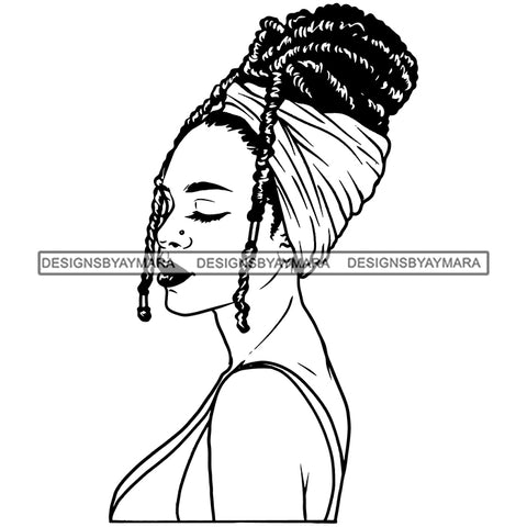 Woman Dreads Locs Locks Bun Sisterlocks Hairstyle Head Wrap Melanin Nubian Hairstyle Black Girl Magic SVG JPG PNG Vector Clipart Cricut Silhouette Cut Cutting