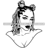 Woman Dreads Locs Locks Bun Sisterlocks Hairstyle Melanin Nubian Black Girl Magic Ponytails SVG JPG PNG Vector Clipart Cricut Silhouette Cut Cutting