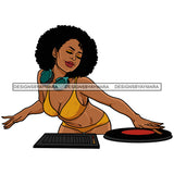 DJ Woman Music Disc Scratching Night Club Melanin Nubian Black Girl Magic SVG JPG PNG Vector Clipart Cricut Silhouette Cut Cutting