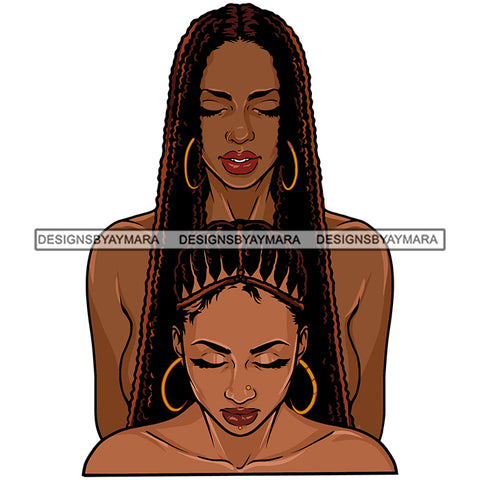 Melanin Women Friends Braids Locs Hairstyle Nubian Black Girl Magic SVG JPG PNG Vector Clipart Cricut Silhouette Cut Cutting