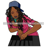DJ Woman Disc Music Scratching Melanin Nubian Black Girl Magic SVG JPG PNG Vector Clipart Cricut Silhouette Cut Cutting