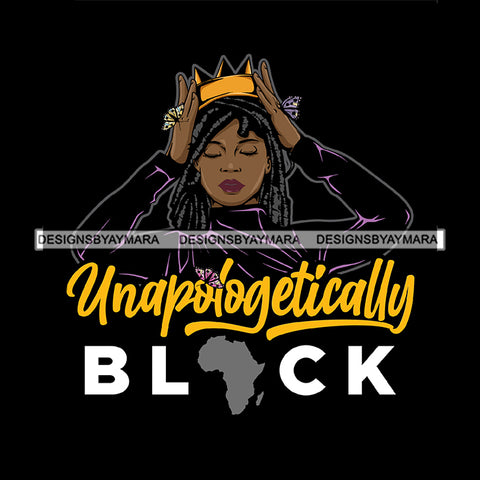 Beautiful Melanin Girl Crowned Africa Proud Dreadlocks Hairstyle Logo Banner SVG JPG PNG Vector Clipart Cricut Silhouette Cut Cutting