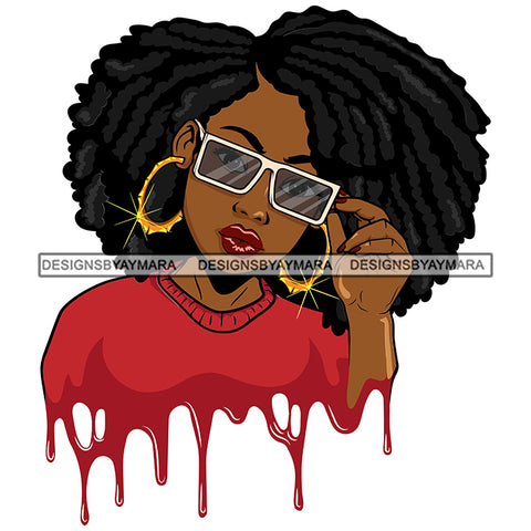 Beautiful Afro Woman Dripping Sunglasses Proud Heritage Dreadlocks Hairstyle Illustration SVG JPG PNG Vector Clipart Cricut Silhouette Cut Cutting