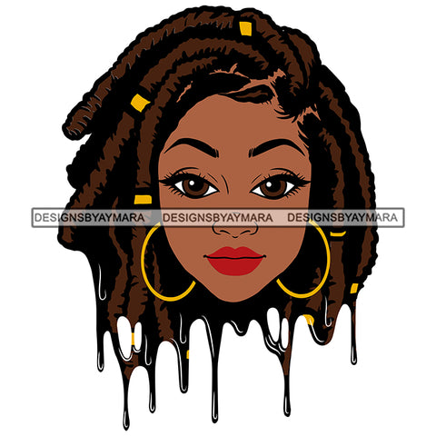 Beautiful Afro Woman Dripping Proud Heritage Dreads Locs Hairstyle Illustration SVG JPG PNG Vector Clipart Cricut Silhouette Cut Cutting