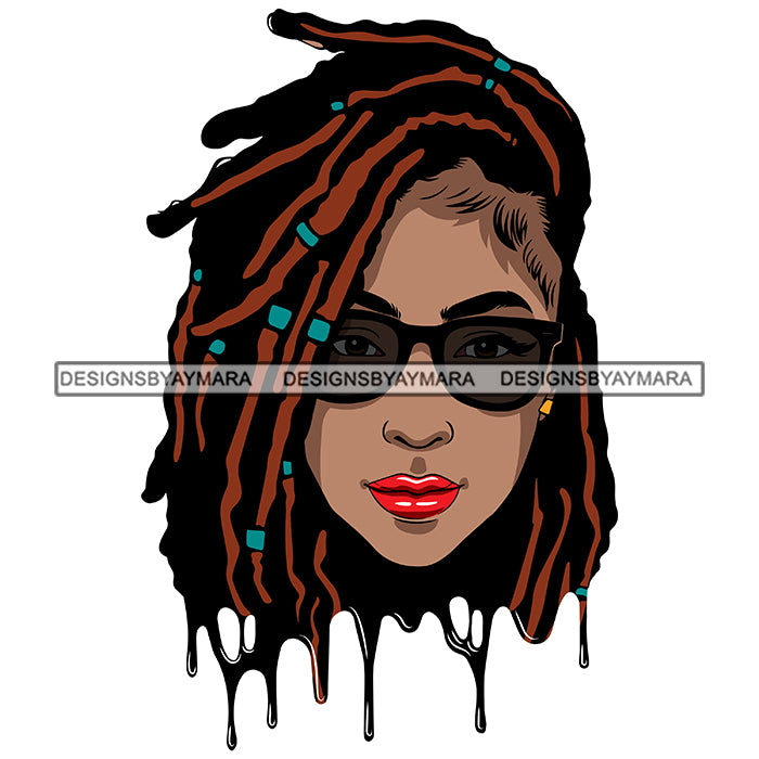 Beautiful Afro Woman Dripping Glasses Proud Dreadlocks Hairstyle Illus ...