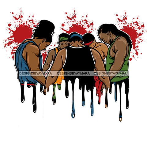 Dripping Black Men Brothers Praying Together  JPG PNG  Clipart Cricut Silhouette Cut Cutting