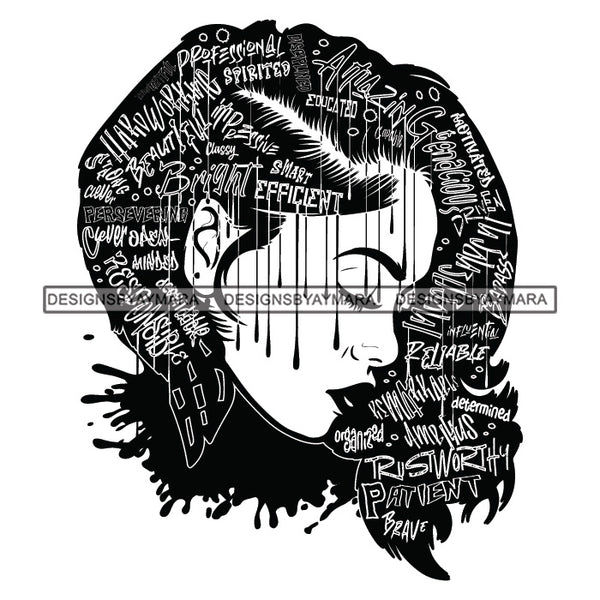 Black Diva Goddess Motivational Hair Quotes Professional Dripping Splash B/W SVG JPG PNG Vector Clipart Cricut Silhouette Cut Cutting
