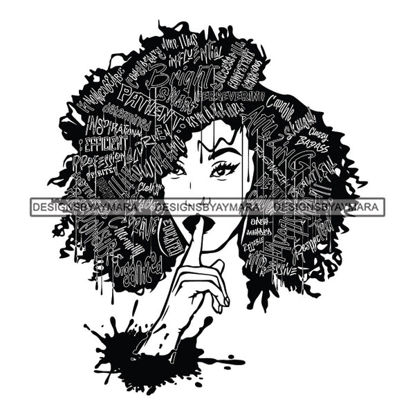 Black Diva Goddess Motivational Hair Quotes Bright Dripping Splash B/W SVG JPG PNG Vector Clipart Cricut Silhouette Cut Cutting