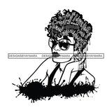 Black Diva Goddess Motivational Hair Quotes Hard Worker Dripping Splash B/W SVG JPG PNG Vector Clipart Cricut Silhouette Cut Cutting