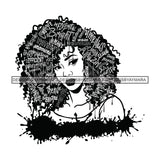 Black Diva Goddess Motivational Hair Quotes Strong Dripping Splash B/W SVG JPG PNG Vector Clipart Cricut Silhouette Cut Cutting