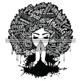 Black Diva Goddess Motivational Hair Quotes Blessed Dripping Splash B/W SVG JPG PNG Vector Clipart Cricut Silhouette Cut Cutting