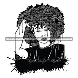Black Diva Goddess Motivational Hair Quotes Talented Dripping Splash B/W SVG JPG PNG Vector Clipart Cricut Silhouette Cut Cutting