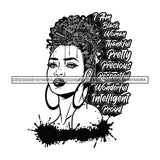 Black Diva Goddess Motivational Hair Quotes I Am Successful Dripping Splash Earrings B/W SVG JPG PNG Vector Clipart Cricut Silhouette Cut Cutting