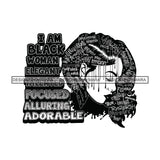 Black Diva Goddess Motivational Hair Quotes I Am Professional Dripping Splash B/W SVG JPG PNG Vector Clipart Cricut Silhouette Cut Cutting