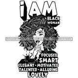 Black Diva Goddess Motivational Hair Quotes I Am Bright Dripping Splash B/W SVG JPG PNG Vector Clipart Cricut Silhouette Cut Cutting
