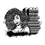 Black Diva Goddess Motivational Hair Quotes I Am Strong Dripping Splash B/W SVG JPG PNG Vector Clipart Cricut Silhouette Cut Cutting