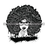 Black Diva Goddess Motivational Hair Quotes Unique Dripping Splash Glasses B/W SVG JPG PNG Vector Clipart Cricut Silhouette Cut Cutting