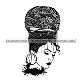 Black Diva Goddess Beautiful Motivational Hair Quotes Dripping Splash Earrings B/W SVG JPG PNG Vector Clipart Cricut Silhouette Cut Cutting