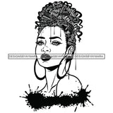 Black Diva Goddess Successful Motivational Hair Quotes Dripping Splash Earrings B/W SVG JPG PNG Vector Clipart Cricut Silhouette Cut Cutting