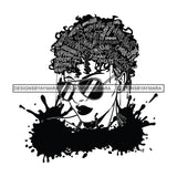 Black Diva Goddess Motivational Hair Quotes Dripping Splash Wearing Sunglasses B/W SVG JPG PNG Vector Clipart Cricut Silhouette Cut Cutting